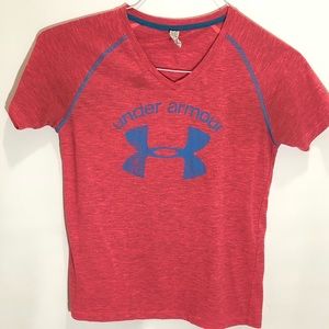 Under Armour Girls Heather Red/Pink Tshirt